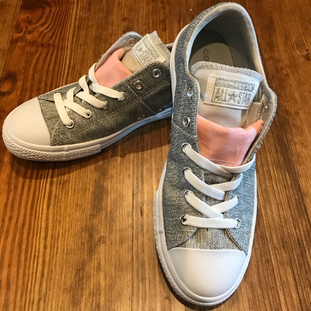 Grey Converse with coral detail
